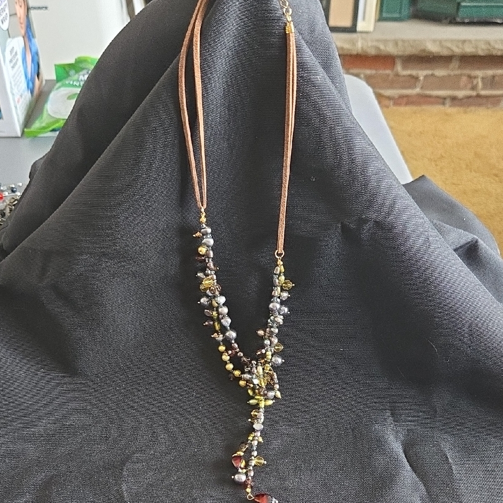 Chic Beaded Necklace with Gold and Silver Accents
